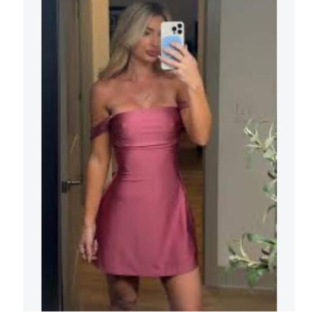 House-of-cb Women's Pink and Burgundy Dress